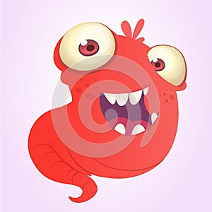 Funny cartoon blob slimy monster laughing. Vector alien illustration