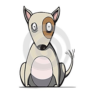 Funny cartoon bull terrier dog. Vector