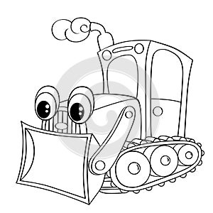 Funny cartoon bulldozer