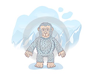 Funny cartoon  calm yeti