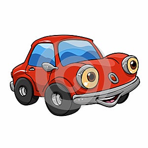 Funny cartoon cars - red car cartoon