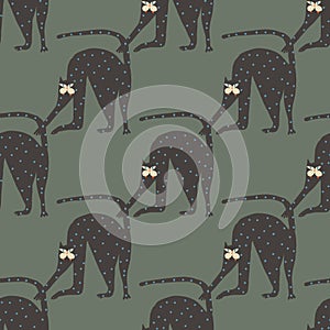 Funny cartoon cats seamless pattern