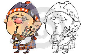 Funny cartoon character Briton in national clothes