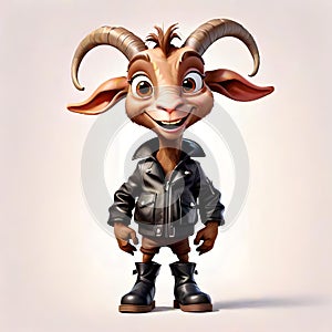 Funny cartoon character goat ram smile juvenile delinquent