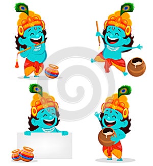 Funny cartoon character Lord Krishna