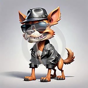 Funny cartoon character mean tough fighting bully dog