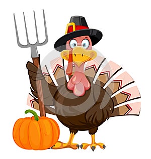 Funny cartoon character Thanksgiving Turkey bird