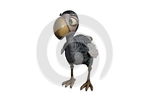 Funny cartoon character vulture baby isolated on a white background.