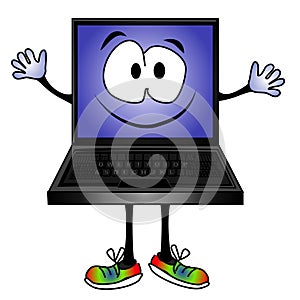 Funny Cartoon Computer Smiling