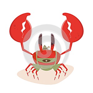 Funny cartoon crab in bavarian lederhosen photo