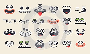 Funny cartoon crazy character faces