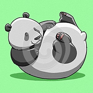 Funny cartoon cute fat panda bear illustration