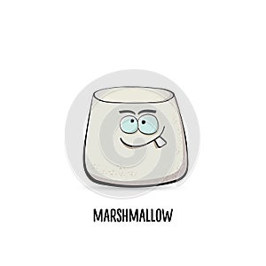 funny cartoon cute marshmallow character isolated on white background. My name is marshmallow vector concept. vector