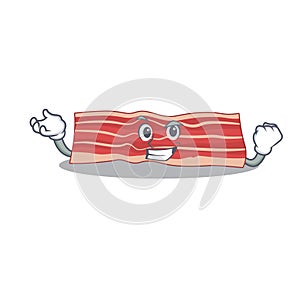 A funny cartoon design concept of bacon with happy face