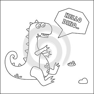 Funny cartoon dinosaur drawing as vector, Cartoon isolated vector illustration, Creative vector Childish design for kids activity