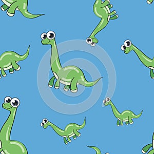 Funny cartoon dinosaur seamless pattern