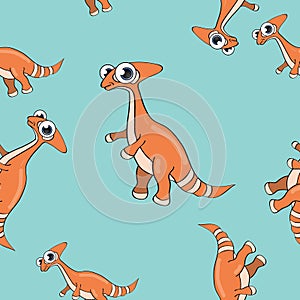 Funny cartoon dinosaur seamless pattern
