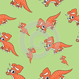 Funny cartoon dinosaur seamless pattern