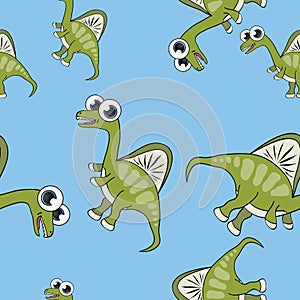 Funny cartoon dinosaur seamless pattern