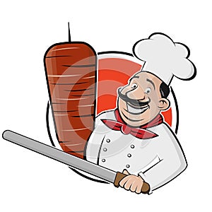 Funny cartoon doner logo illustration