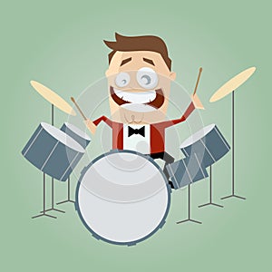 Funny cartoon drummer