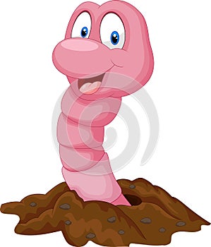 Funny cartoon earthworm