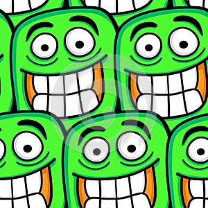 Funny cartoon faces seamless pattern.