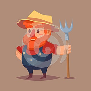 Funny cartoon farmer character Vector clip art illustration