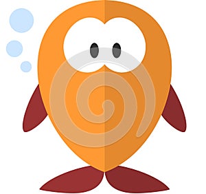 Funny cartoon fish. Flat icon