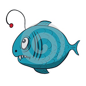 Funny cartoon fish. Vector illustration