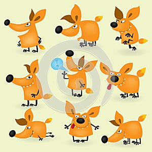 Funny cartoon fox set