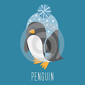 Funny cartoon funny vector penguin.