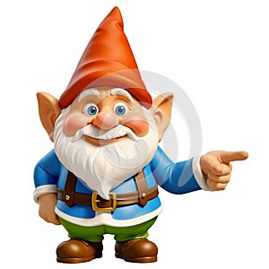 Funny Cartoon Gnome Pointing to the side