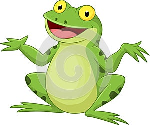 Funny cartoon green frog