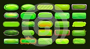 Funny cartoon green long horizontal buttons