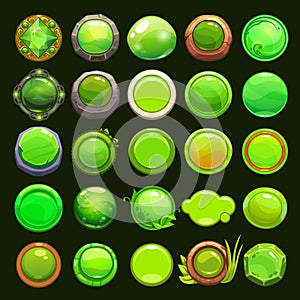 Funny cartoon green round buttons