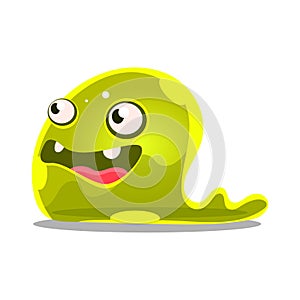 Funny cartoon green slimy monster. Cute jelly colorful character vector Illustration