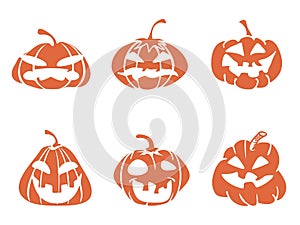 Funny cartoon halloween pumpkin icons