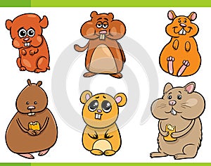 funny cartoon hamsters rodents animal characters set