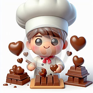 Funny cartoon of heart-shaped chocolate candy. Concept of love and passion. Valentine Day. AI generated