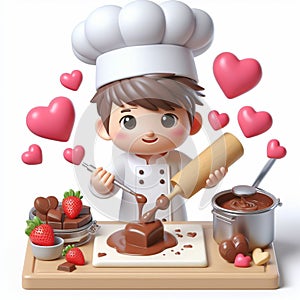 Funny cartoon of heart-shaped chocolate candy. Concept of love and passion. Valentine Day. AI generated