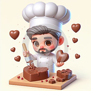 Funny cartoon of heart-shaped chocolate candy. Concept of love and passion. Valentine Day. AI generated