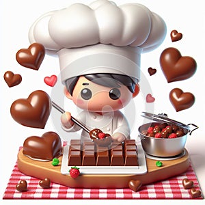 Funny cartoon of heart-shaped chocolate candy. Concept of love and passion. Valentine Day. AI generated