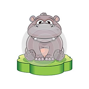 Funny Cartoon Hippo. Vector