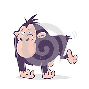 Funny cartoon illustration of an ape