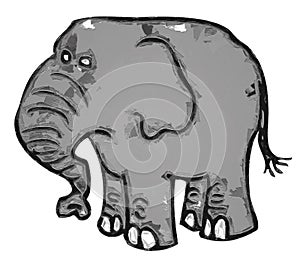 Funny cartoon illustration of an elephant