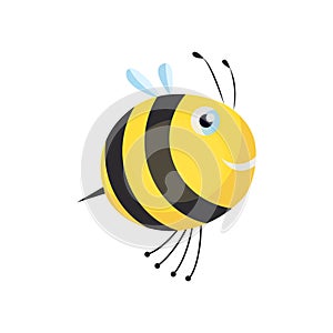 Funny cartoon insect isolated on white. Vector wasp or bee character. Happy animal. Colorful hand drawn illustration