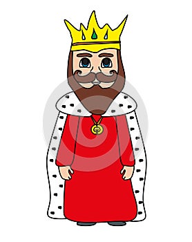 Funny cartoon King on white background  - isolated  illustration