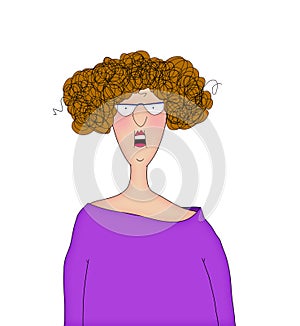 Funny Cartoon Lady With a Startled Expression