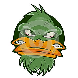 Funny cartoon logo of an angry duck